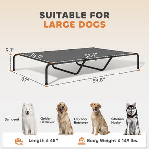 English Elm Large Elevated Dog Bed Powder Coated Steel Frame Teslin Mesh for Extra Big Breeds Black,Gray T3971P440346