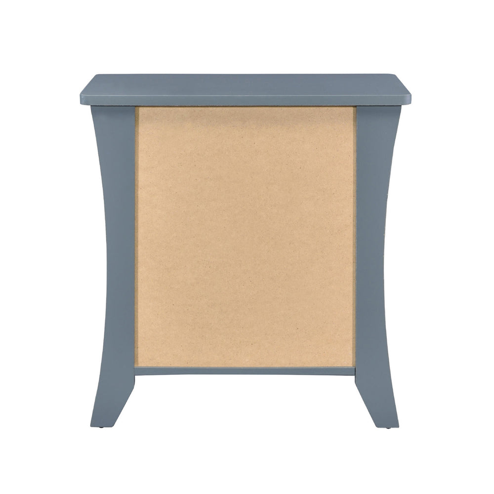 English Elm Nightstand with Curved Trim and Open Top Shelf, 2 Drawers in Gray with Silver Bar Pulls — Stylish Storage B016P256528