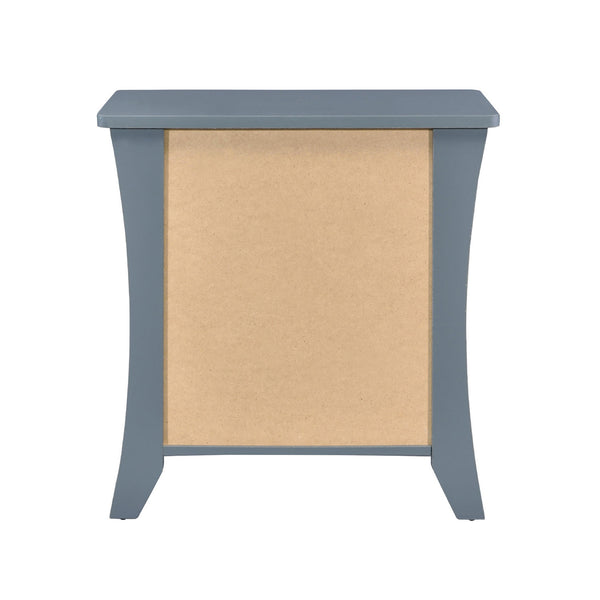 English Elm Nightstand with Curved Trim and Open Top Shelf, 2 Drawers in Gray with Silver Bar Pulls — Stylish Storage B016P256528