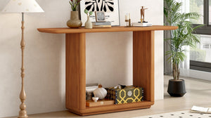 English Elm Mirod Acacia Veneer Console Table with U-base and Curved Edges for Entryway Brown N760P237958D