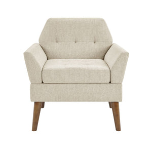 English Elm Modern Hand-tufted Lounge Chair Solid Wood Legs Mid-century Accent Seat for Living Room B035P482916