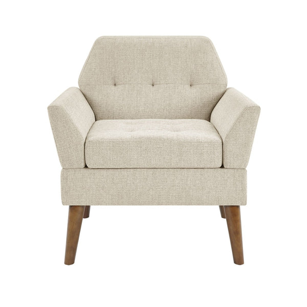 English Elm Modern Hand-tufted Lounge Chair Solid Wood Legs Mid-century Accent Seat for Living Room B035P482916