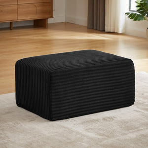 English Elm L-shaped Corduroy Cloud Sectional with Ottoman for Modern Living Room Comfort Black W2339P411750