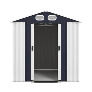 English Elm Campcraft 8x6 Outdoor Metal Storage Shed with Lockable Doors and Ventilation for Backyard White W1598S00045