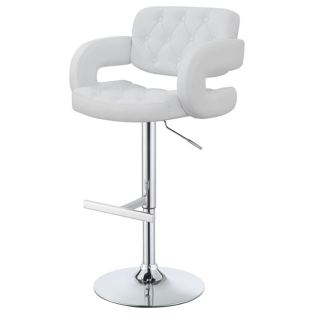 English Elm Brandi Upholstered White Adjustable Bar Stool with Chrome Pedestal, Plush Leatherette Comfort, Height-Adjustable Elegance B062P344930