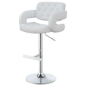 English Elm Brandi Upholstered White Adjustable Bar Stool with Chrome Pedestal, Plush Leatherette Comfort, Height-Adjustable Elegance B062P344930