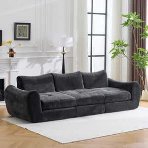 English Elm Modular Cloud Sectional Sofa Bed with Flannelette Upholstery for Flexible Living Black W1829S00074