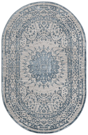 Unique Loom Aberdeen Derbyshire Machine Made Medallion Rug Light Blue, Gray 5' 3" x 8' 0"