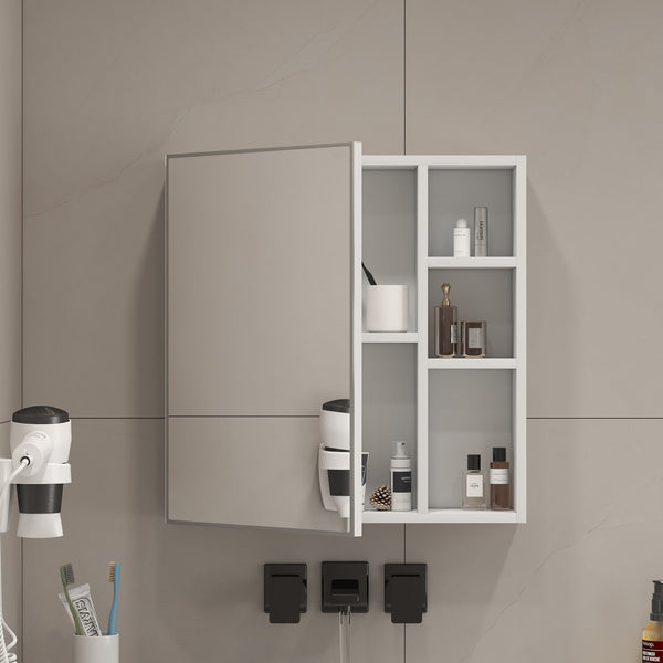 English Elm A white MDF mirror cabinet wall-mounted with storage compartments, space-saving, easy assembly, clear glass reflection69 W1512P405944
