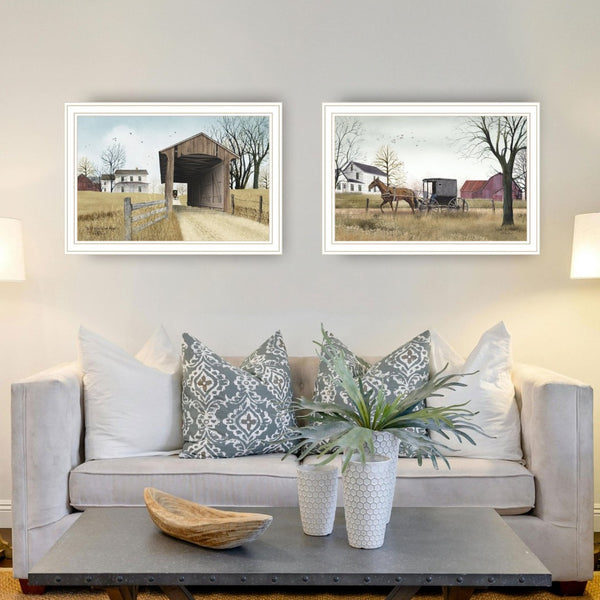 English Elm Trendy Decor 4u Pastoral Framed Wall Art Set Two Prints White Wood Farmhouse Bedroom B067P254109
