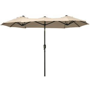 English Elm Outsunny 9.5' Double-Sided Patio Umbrella With Tilt Function, Crank, And Air Vents For Outdoor Comfort W2225P200476-GIGA