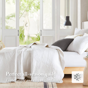 JLA Home Madison Park - 3 Reversible Scalloped Edge Quilt Set with Antimicrobial Microfiber, Cottage Charm & Machine Washable 108 L x 96 W x 0.25H MP13-1038