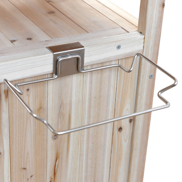 English Elm K&K 40.5" Outdoor Grill Cart with 201 Stainless Top, Solid Fir Storage, Drop Leaf & Lockable Wheels Natural N707P228272Y