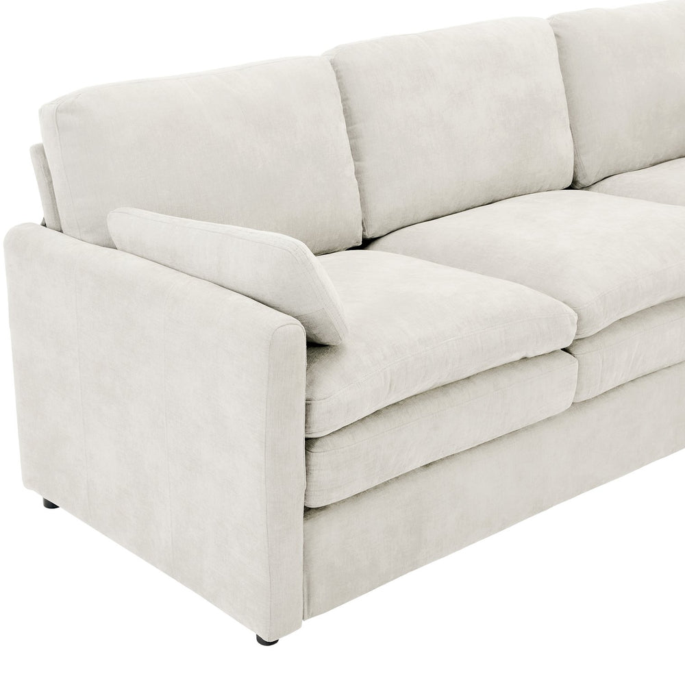 English Elm 89" Plush Chenille 3-Seater Sofa with Double-Layer Cushions, Deep Seating, Removable Lumbar Pillow, Elegant Stitching Beige N719P251497A