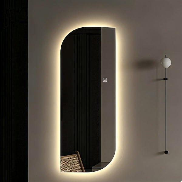 English Elm 65" Arch Full Length Wall Mirror with Dimmable Led Lighting for Bedroom or Entryway W2709P435572