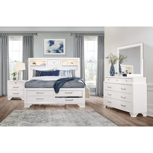English Elm CIVIC Solid Wood Chest with Felt-Lined Top Drawers, French Dovetail Construction, Elevated Feet Design White 61.22 L x 19.49 W x 37.99 H B201P215846