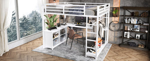 English Elm Metal Twin Xl Loft Bed with L Shaped Desk Wardrobe and Storage for Teens W1580S00368