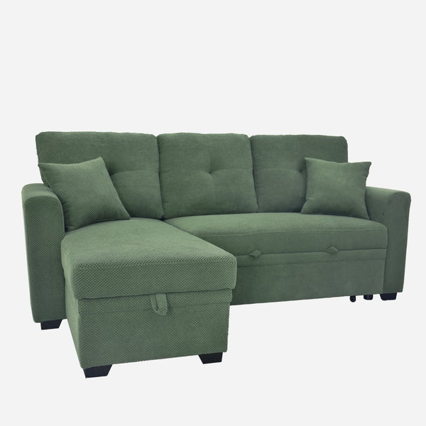 English Elm Sleeper Sectional with Storage Chaise Tufted Polyester Sofa Bed for Small Spaces W5568S00041