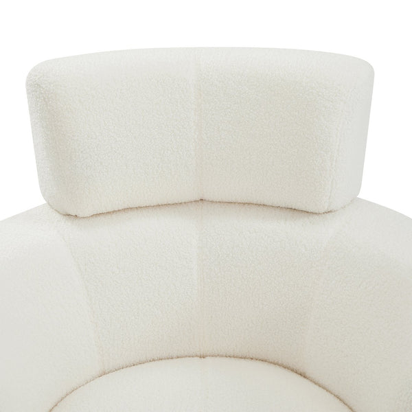 English Elm 360° Swivel Chair - Plush Upholstered Barrel Accent Chair With Adjustable Headrest For Home & Office N719P272676A