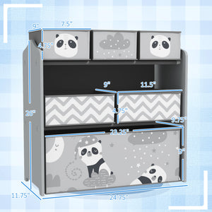 English Elm Qaba Kids Toy Organizer with 6 Bins, Cute Gray MDF Storage Shelf for Bedroom, Durable & Safe W2225P249762