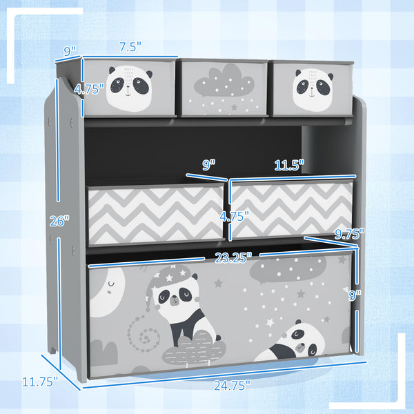 English Elm Qaba Kids Toy Organizer with 6 Bins, Cute Gray MDF Storage Shelf for Bedroom, Durable & Safe W2225P249762