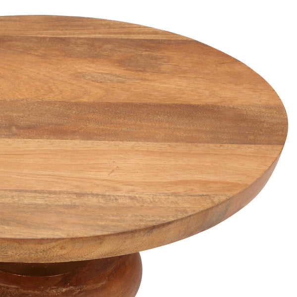English Elm Christopher Knight Home® - Round End Table with Sleek Metal Pedestal and Durable MDF Resin Top — Compact 17" Round Surface, 50 lb Capacity Gold,Natural N768P202494H