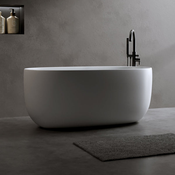 English Elm 47'' Freestanding Stone Resin Soaking Tub Matte White Ergonomic with Pop up Drain W2753P191219