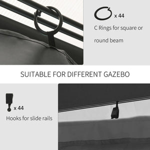 English Elm Outsunny 10' X 12' Durable Gazebo Sidewall Set - Privacy Panels With Hooks & C-Rings For Comfort W2225P217253-GIGA