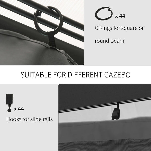 English Elm Outsunny 10' X 12' Durable Gazebo Sidewall Set - Privacy Panels With Hooks & C-Rings For Comfort W2225P217253-GIGA