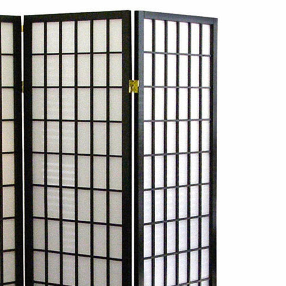 English Elm 70" Tall Japanese-Style 3-Panel Room Divider, Elegant Black Folding Screen For Privacy & Decor B072115956