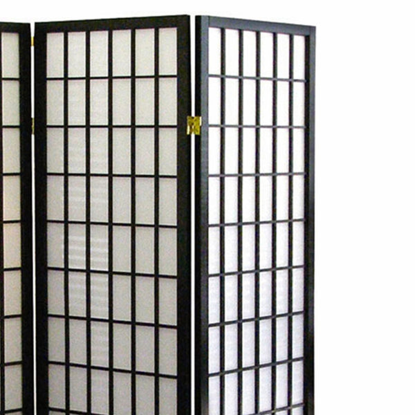 English Elm 70" Tall Japanese-Style 3-Panel Room Divider, Elegant Black Folding Screen For Privacy & Decor B072115956