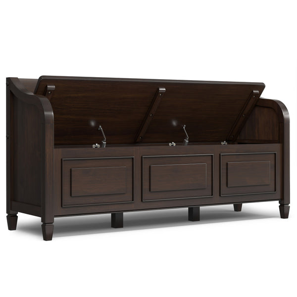 English Elm Connaught Wide Entryway Storage Bench - Handcrafted Dark Chestnut Wood With Spacious Storage & Seating B136P203417