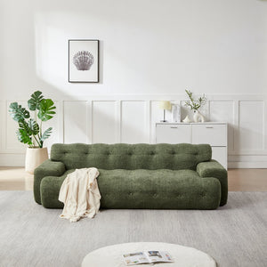 English Elm [video]87.4-inch Cloud Series Chenille Three-seater Sofa with Tufted Square Arms for Living Rooms Green W3505P383949