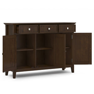 English Elm Acadian Solid Wood Storage Cabinet with Tempered Glass Doors for Entryway or Dining B136P436055