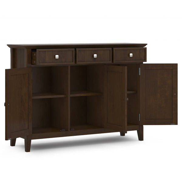 English Elm Acadian Solid Wood Storage Cabinet with Tempered Glass Doors for Entryway or Dining B136P436055