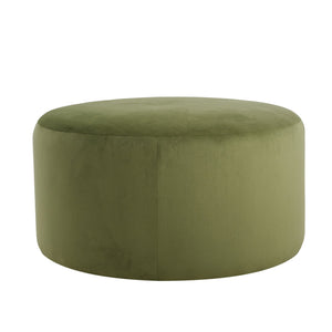 English Elm Christopher Knight Home® - Velvet Round Ottoman Olive Green — Plush Velvet Upholstery, 30" Diameter, Versatile Seat & Accent Table N757P181733O