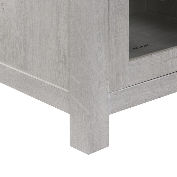 English Elm Ellington 74" TV Stand Console with Realistic Electric Fireplace, Heater, LED Ambiance, Storage B061P296416