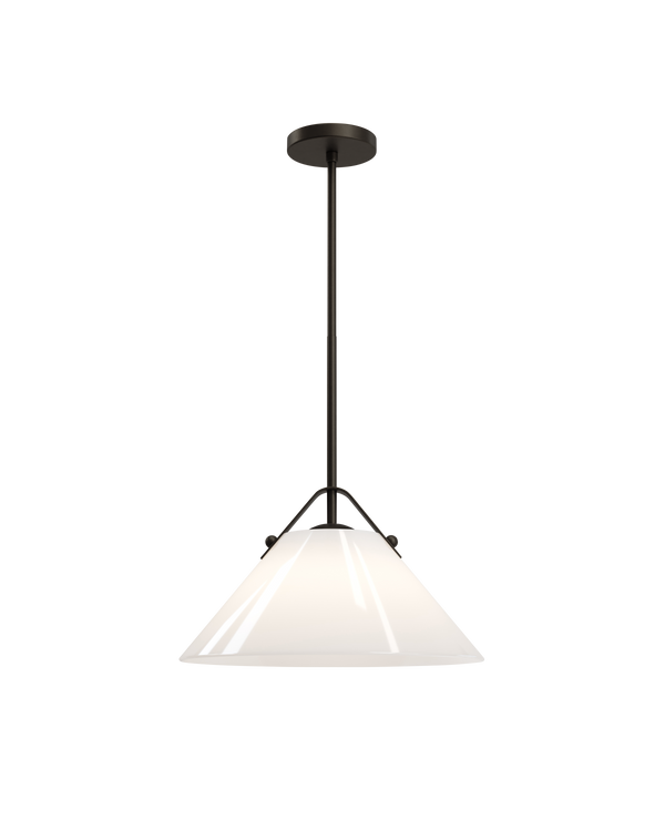 Currey & Company Bronwen Brass Pendant Light - Equestrian-inspired Elegance With Dimmable Flared Glass Shade Black Glass ,Metal 9000-1281-currey-company