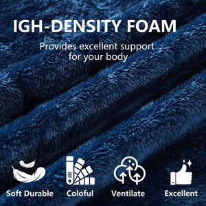 English Elm Queen Foldable Sofa Bed with Plush Chenille Cover, High-Density Foam Convertible Futon for Living Room Guest Room Bedroom Blue W1829P348211