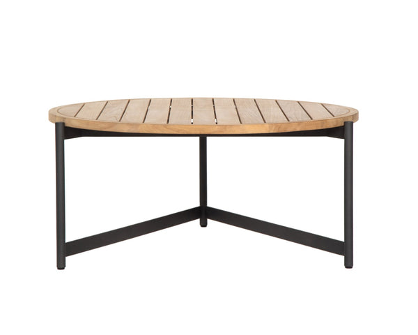 Sunpan AMALFI Coffee Table - Large Natural Teak & Black Aluminum Frame for Contemporary Indoor & Outdoor Use 109455