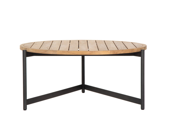 Sunpan Amalfi Coffee Table - Modern Outdoor Elegance with Durable Teak Wood Top and Black Aluminum Frame Large - 36W x 36D x 17H