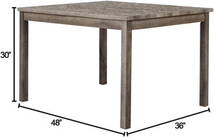 English Elm 5 Piece Transitional Dining Set with 48" Engineered Wood Table and Linen-Blend Upholstered Chairs for Everyday Elegance Oak 51 L x 39 W x 6 H B011S01849