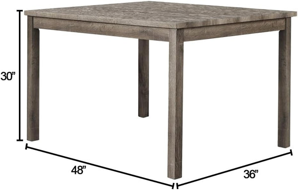 English Elm 5 Piece Transitional Dining Set with 48" Engineered Wood Table and Linen-Blend Upholstered Chairs for Everyday Elegance Oak 51 L x 39 W x 6 H B011S01849