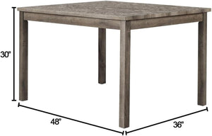 English Elm 5 Piece Oak Finish Transitional Dining Set with Linen Upholstered Chairs Seats Four B011S02294