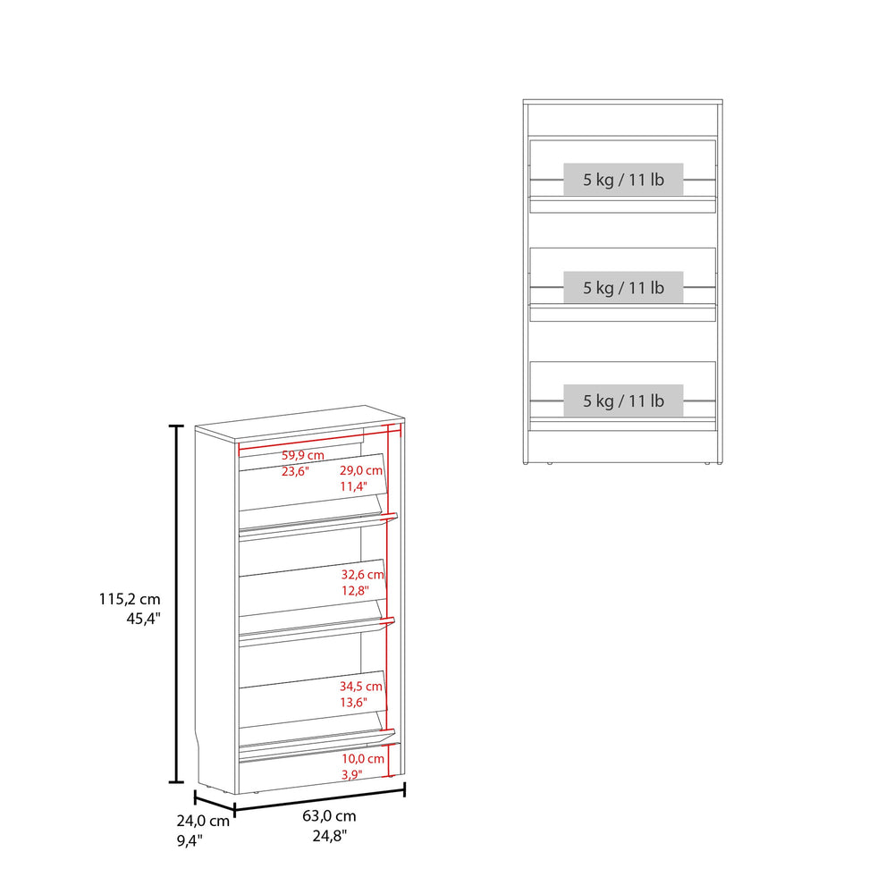 English Elm Shoe Modern 3-Door Engineered Wood Storage Cabinet with 3 Shelves, Eco-Friendly Durable Design White 50 L x 24.02 W x 5.91 H B097P369445