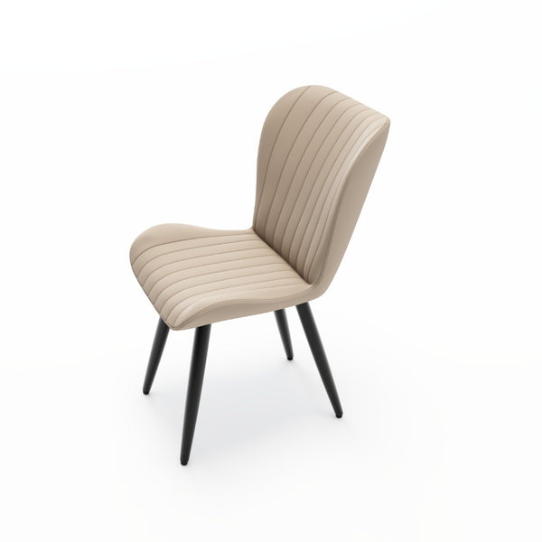 English Elm Set of 2 Armless Faux Leather Dining Chairs with Cushioned Seats and Metal Legs Cream W3316P426939