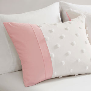 JLA Home Intelligent Design - Colorblock Shay Duvet Cover Set with Clipped Jacquard Pompoms, Vibrant Modern Texture, OEKO-TEX Certified ID12-2429