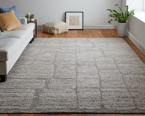 Feizy Rugs Navaro Hand-woven Wool And Viscose Rug - Modern Scandinavian Design For Effortless Style And Warmth Gray,Ivory,Taupe Wool,Viscose Nav8912fgrybrnc50