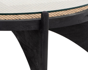 Sunpan ADORA Coffee Table - Artisan-Crafted Round Rattan & Mango Wood Centerpiece for Unique Living Spaces 110198