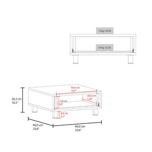 English Elm Modern Square Coffee Table with Storage Drawer and Metal Legs for Studio Living B200P474565